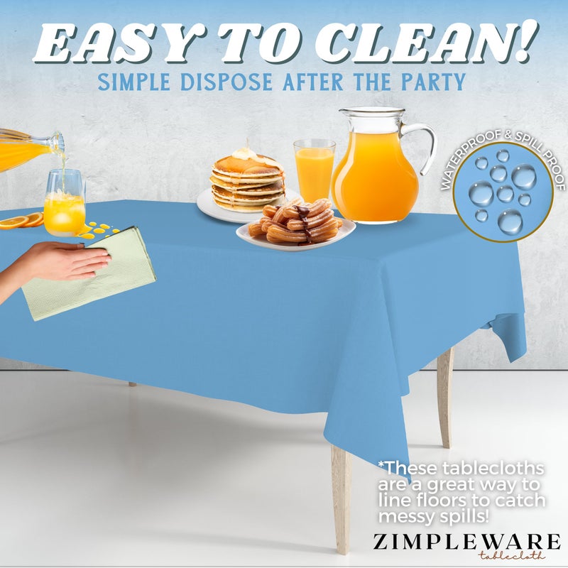 ZIMPLEWARE Premium Sky Blue Plastic Table Cloth Disposable (6 Pk) Plastic Tablecloths for Rectangle Tables (54in x 108in) Party Table Cloths Disposable for 6ft to 8ft Rectangle Tables - Image 5